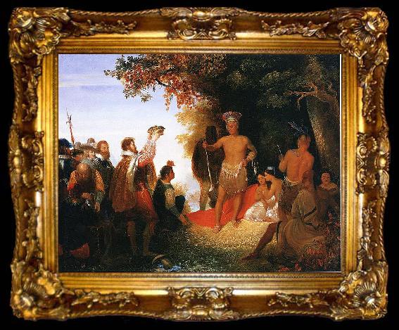 framed  John Gadsby Chapman The Coronation of Powhatan, ta009-2